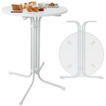 Tavolo da bar pieghevole ø 80 cm - Piano in truciolare, tavolo da bistrot in metallo, bianco Naizy