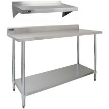 5ft Stainless Steel Catering Bench & 2 x Wall Mounted Shelves