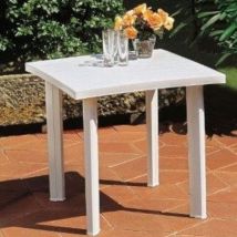 Tavolo da esterno componibile rettangolare in polipropilene cm 80x75xH72 cm bianco