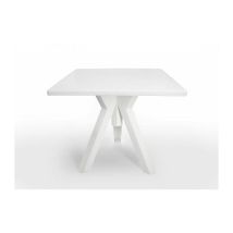 Tavolo da Esterno Quadrato in Polipropilene Ometto Base Bianca Piano Bianco - cm 80x80