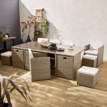 Set tavolo da giardino in resina intrecciata, 8-12 posti