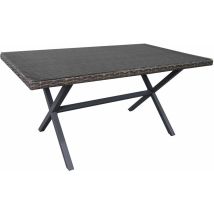 Tavolo da Giardino Chillvert Varenna Acciaio e Rattan Sintetico 160x90x73 cm Grigio con Vetro