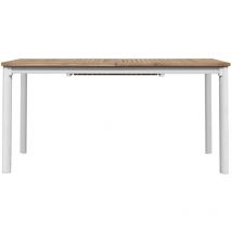 Tavolo da giardino in alluminio bianco e piano in teak allungabile da 1,5 a 2,1 metri