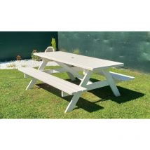 Tavolo da giardino in legno abete con panche 8+2 posti mod village