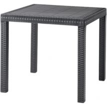 Tavolo da giardino in plastica quadrato Dallas effetto Rattan - Nero