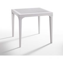 Tavolo da giardino in plastica quadrato Malmo effetto legno Bianco