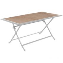Hesperide - Tavolo da giardino rettangolare pieghevole azua luppolo e bianco, 6 posti a sedere, in alluminio epossidico - Hespéride
