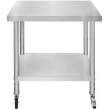 Tavolo Da Lavoro Per Catering Tavolo Da Cucina In Acciaio Inox Per La Preparazione Degli Alimenti Mobile 4 Ruote Piroettanti Con 2 Freni E 4 Piedini 