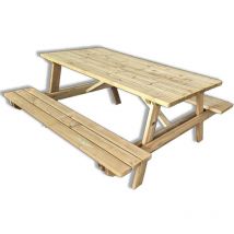 Tavolo da picnic in legno con panche integrate 180 x 165 cm, 6 posti