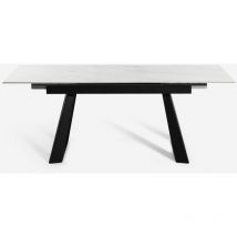 Tavolo da pranzo allungabile moderno 160-200x90cm effetto marmo Caracas Colore: Bianco