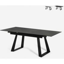 Tavolo da pranzo allungabile moderno 160-200x90cm effetto marmo Caracas Colore: Nero