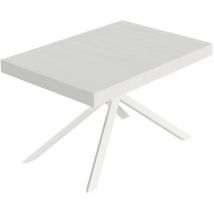Tavolo da pranzo Allungabile - niket - Colore: Bianco Frassino - Dimensioni: 120x90/224 - Telaio: Bianco