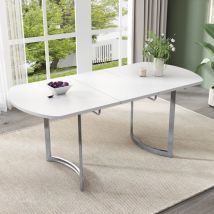 Redom - Tavolo da pranzo allungabile 140/180x80cm, lunghezza allungabile 180cm, gambe in metallo argentato, stile moderno, staffa in lega ad alta