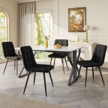 Okwish - Tavolo da pranzo con gambe in metallo (119 × 70 cm), tavolo da cucina, robusta struttura in metallo, tavolo da pranzo moderno in marmo,