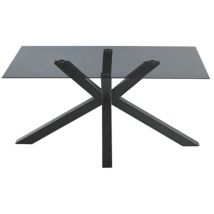 Ikone - Tavolo Da Pranzo Con Piano In Vetro Fume' E Base In Metallo 160x90 Cm Dante