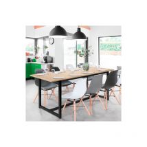 Tavolo da pranzo rettangolare allungabile detroit per 6-10 persone - design industriale 160-200 cm