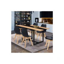 Tavolo da pranzo rettangolare allungabile dover 4-8 persone nero fascia centrale design industriale 80-160 cm