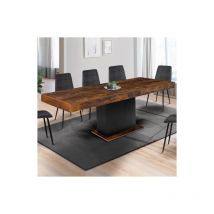 Tavolo da pranzo rettangolare allungabile eden 6-10 persone Legno effetto antico e nero 160-200 cm