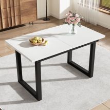 Wishdor - Tavolo da pranzo rettangolare estensibile, stile industriale, gambe in ferro, bianco e nero