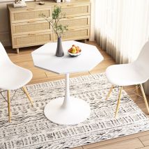 Redom - Tavolino da caffè moderno ottagonale da 80 cm con piano in mdf, base in metallo, per sala da pranzo, cucina, soggiorno, bianco