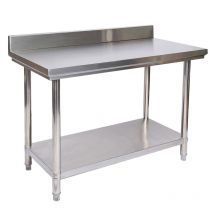 Wiltec Tavolo da lavoro in acciaio inox 100 x 60 x 85 cm con alzatina e ripiano inferiore