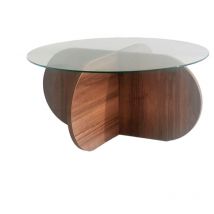 Wellhome - Tavolo di vetro temperato Welhome. - Noce