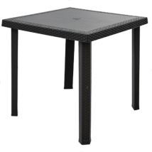 Tavolo Figaro In Resina Antiurto Antracite Effetto Rattan Senza Incrocio 80x80x72 Cm Da Giardino Esterno