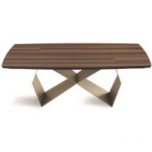 Tavolo fisso wall 200 cm con base in metallo Beige e piano Eucalipto