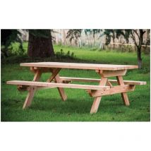 Foresta - Tavolo da Pic Nic Tavolino Legno con Panche Picnic da Giardino Campeggio Esterno