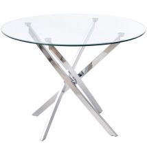 Tavolo Houston 1130, Argento, 73x0x0cm, Vetro temperato, Metallo