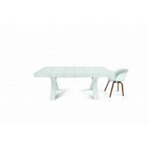 Tavolo in legno nobilitato bianco consumato allungabile 180x100 cm - 480x100 cm (Gambe x) - Bianco