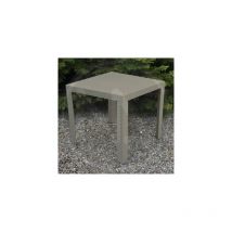 Tavolo in resina simil rattan saturno made in italy cm 80x80x72h tortora