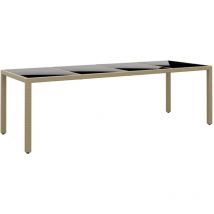 Tavolo da Giardino con Piano Vetro Beige in Polyrattan - Vidaxl