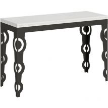 Tavolo Karamay Double Bianco Frassino 120x45 aperto/Allungato 120x90/200x90 gambe/telaio Antracite