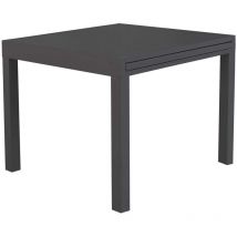 Defibrico - Tavolo estensibile 90/180x90 cm da esterno giardino con struttura in alluminio e piano effetto doghe Nilo - DarkGrey