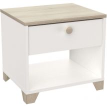Tavolo notturno Izzy 1 cassetto bianco e quercia 40x36x43cm