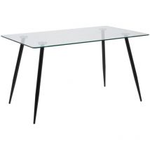 Tavolo Norsica 167 , 75x80x140cm, Vetro temperato, Metallo