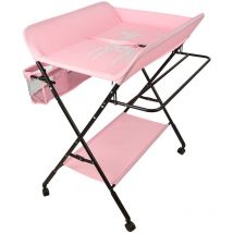 Tavolo per Pannolini Pieghevole,BABY born Fasciatoio Haloyo 4 Ruote,80 x 66 x 98cm,rosa