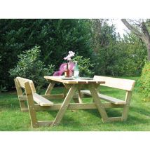 Tavolo Picnic in Legno professionale 180 x 197 cm - con Panche e Schienale