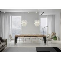 Tavolo Flame Allungabile piano Quercia Natura 90x160 Allungato 264 telaio Antracite
