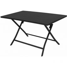 Gardeness - Tavolo rettangolare 130x75 cm da esterno giardino con struttura in alluminio e piano effetto doghe Oriental - Black