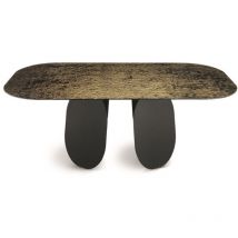 Tavolo rettangolare MAYA240 con base in metallo Nero e piano in vetro Bronzo