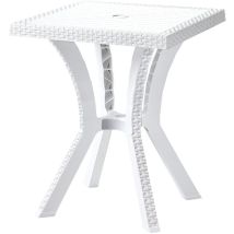 Tavolo tavolino quadrato 60x60 cm Rigoletto simil Rattan bianco in dura resina di plastica per bar ristorante casa giardino balcone
