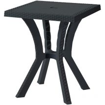 Tavolo 60x60 cm Rigoletto simil Rattan nero antracite in dura resina di plastica