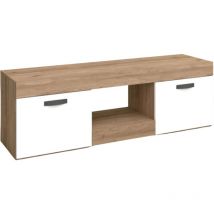 Tavolo tv Argos 2 Bianco e Naturale 2 Ante Soggiorno Sala da Pranzo Stile Moderno Modulo 49x150x40 cm