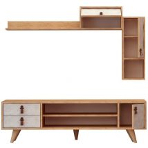 Wellhome - Tavolo tv, tavola agglomerata al 100% respinto in melamina, colore di quercia Bianco - QuerciaBianco