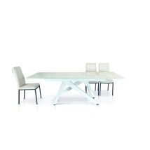 Tavolo Vetro Bianco Allungabile 160x90 Cm - 240x90 Cm Gambe A V
