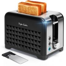 Taylor Swoden - Toaster 2 Scheiben, Edelstahl Toaster mit 7 Einstellbare Bräunungsstufen, Auftaufunktion, Erwärmen, Brotzentrierung,
