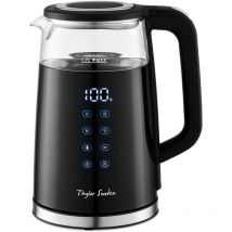 Taylor Swoden Wasserkocher 1,7 L mit Temperatureinstellung, Smart LED Digital Temperaturanzeige 40-100°C, 2200 W Edelstahl Glas Wasserkocher mit