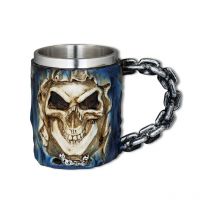 Taza Resina Calavera Cadena